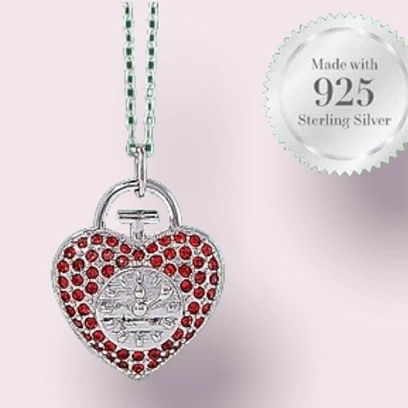 𝅺925 Wizard of Oz Heart Clockface Necklace - Picture 1 of 9